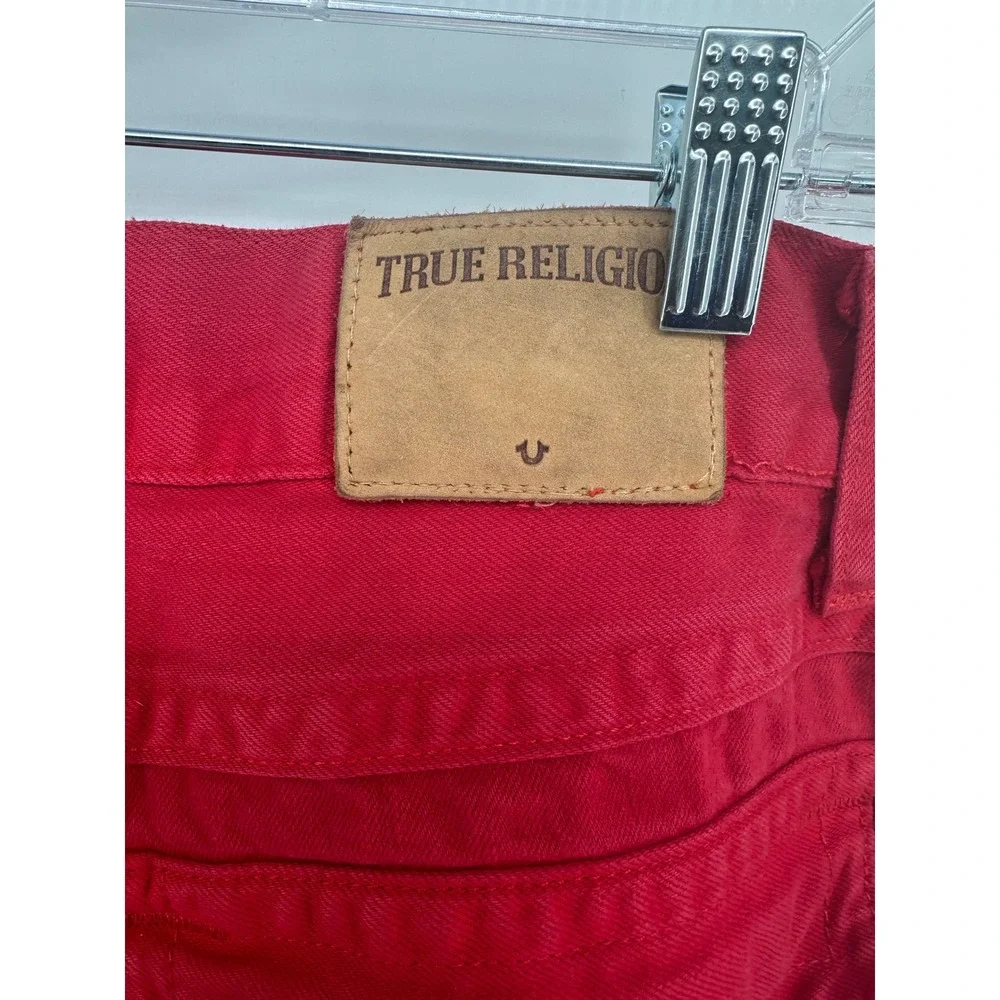 True Religion Ricky Straight Leg Red Denim Jeans Mens 36 Made in USA